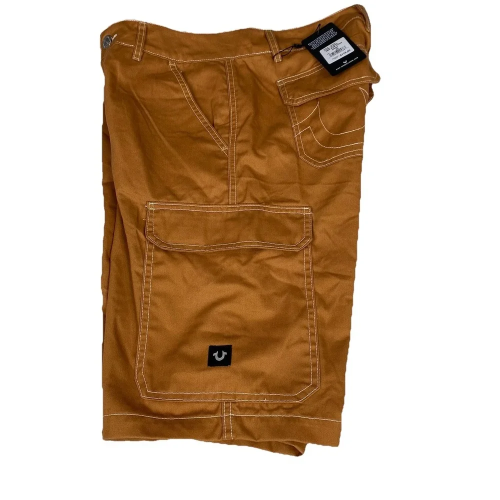 True Religion Cargo Shorts Dark Khaki Men's Sz 30 (32x12) Utility‎ Hiking Casual